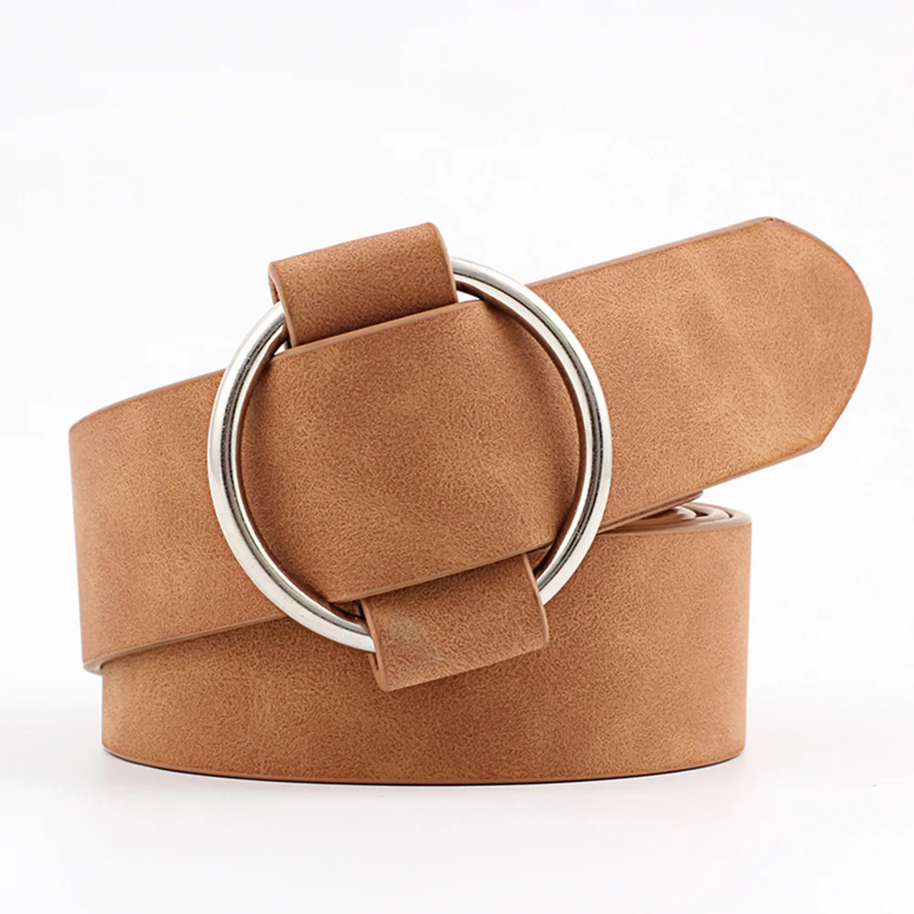 Широкое Повседневное платье Ceinture эластичный Однотонный женский пояс джинсы Модная круглая пряжка подходит ко всему декоративный кожаный ремень