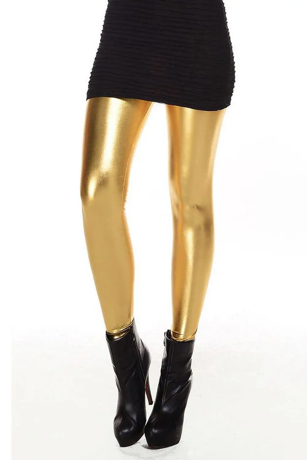 Metallic Wet Look Liquid Leggings Shiny Stretch Women Pencil Pants(gold) | Женская одежда