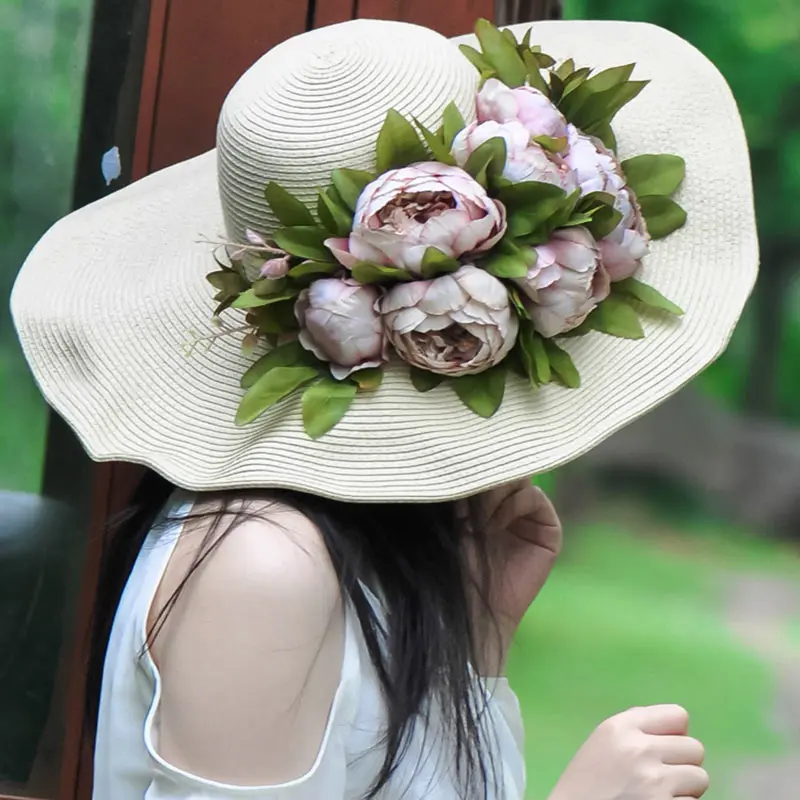 straw hat Стиль, большая вместительность, соломенные сумки-шопперы для женщин, ручная работа, цветы, тканые сумки, дорожные женские пляжные сумки, Bolsa Feminia - Цвет: straw hat