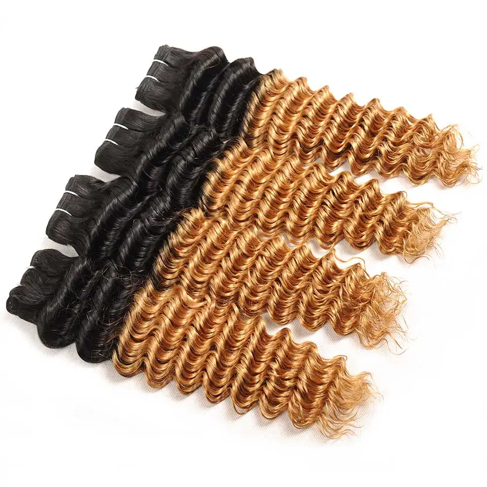 Я зависть Омбре светлые пучки с закрытием человеческих волос для наращивания