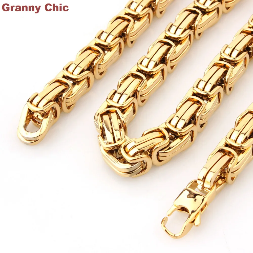 Ожерелье Granny Chic из нержавеющей стали для мужчин Модная бижутерия золотого цвета
