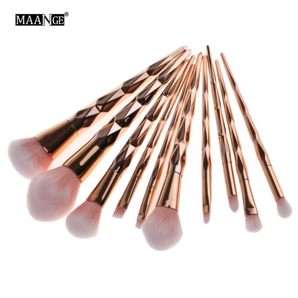 MAANGE 10 шт. розово-Золотые кисти для макияжа тени Пудра основа век бровей