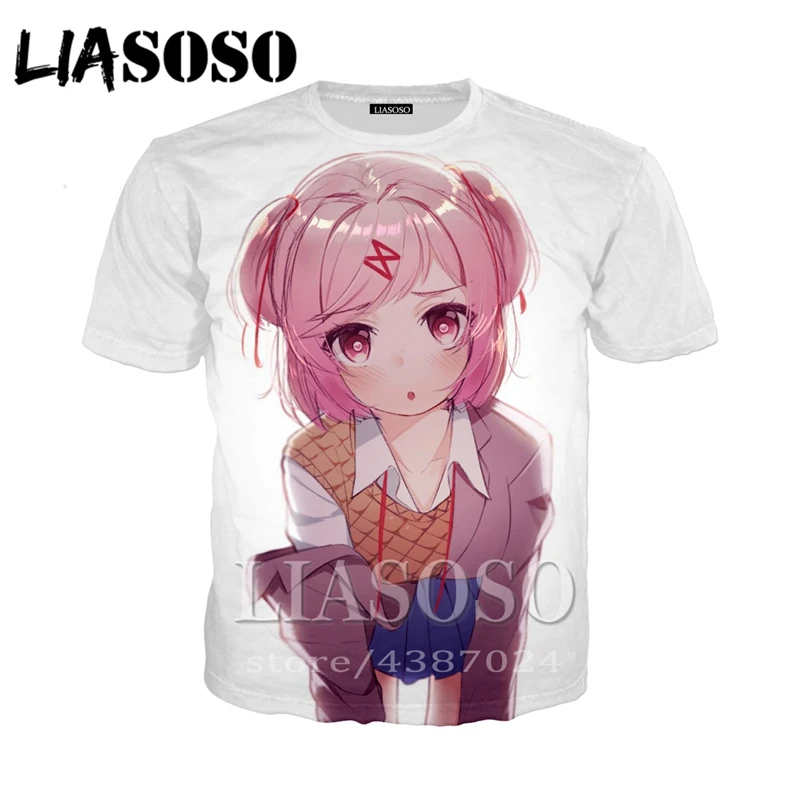 LIASOSO аниме 3d принт футболка для мужчин и женщин Harajuku doki милая Забавная девушка