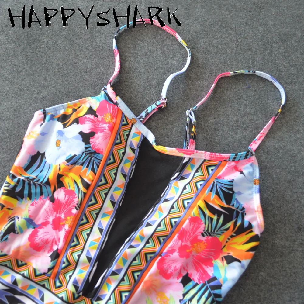 Новинка 2018 женские купальники HAPPY SHARK винтажный слитный купальник с цветочным