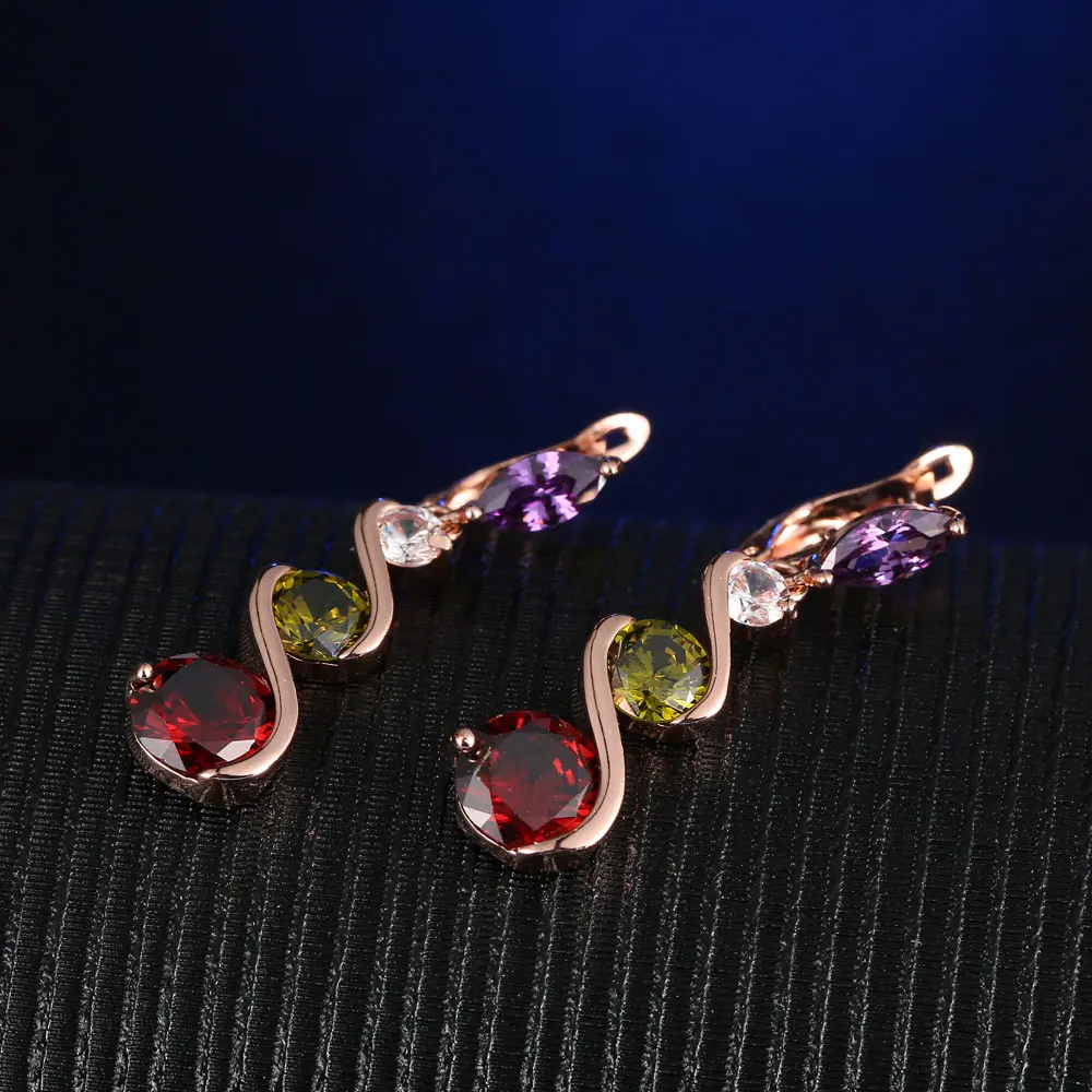 CARSINEL New Trendy Wedding Drop Earring Cubic Zirconia Elegant Shiny Rose Gold color and Silver Jewelry Vintage Earrings | Украшения и