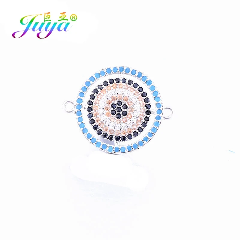 White Gold Juya DIY Красочные Кристаллы Классические Ювелирные компоненты греческий сглаза талисманы Разъем аксессуары для женщин мужчин Изготовление ювелирных изделий - Цвет: White Gold