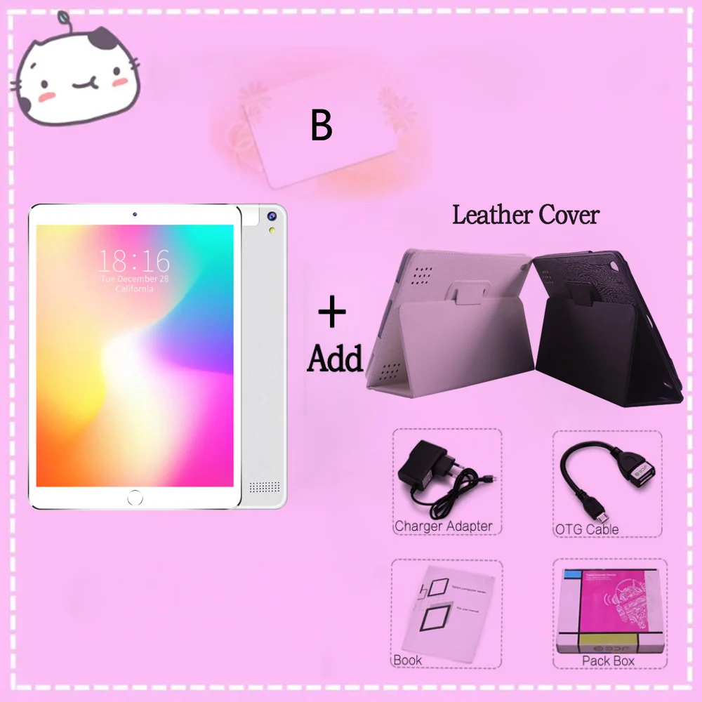 Add Cover Case Новинка, 10,1 дюймов, Android 7,0, четыре ядра, WiFi, планшет, ПК, встроенный, 3G, телефонный звонок, две sim-карты, Wi-Fi, Bluetooth, 10 дюймов, планшеты - Комплект: Add Cover Case
