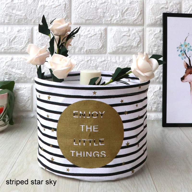 striped star sky Грязная одежда мешок для мелочей хлопок белье корзина для хранения корзина для белья корзина для хранения игрушек бытовой баррель - Цвет: striped star sky