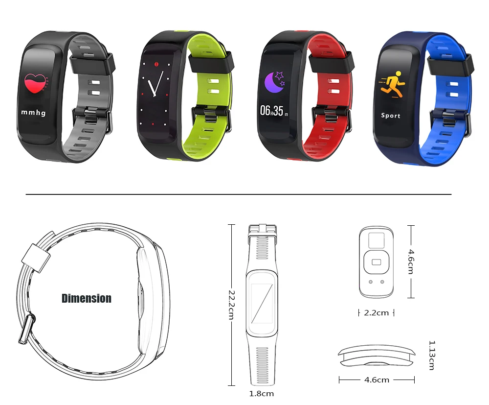 № 1 F4 смарт-браслет IP68 крови Давление кислород в крови сердечный ритм Bluetooth 4,0 спортивные Фитнес браслет для IOS и Android
