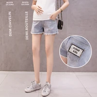 letter washed denim hole maternity shorts for pregnant women clothes adjustable belly shorts clothing summer pregnancy shorts