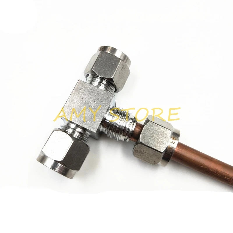 Stainless Steel SS304 Single Tee Quick Ferrule Connector Pipe Fittings 1/8&quot 1/4&quot 3/8&quot 1/2&quot 3 4 6 8 10 12 14 16mm Equal Reduce |