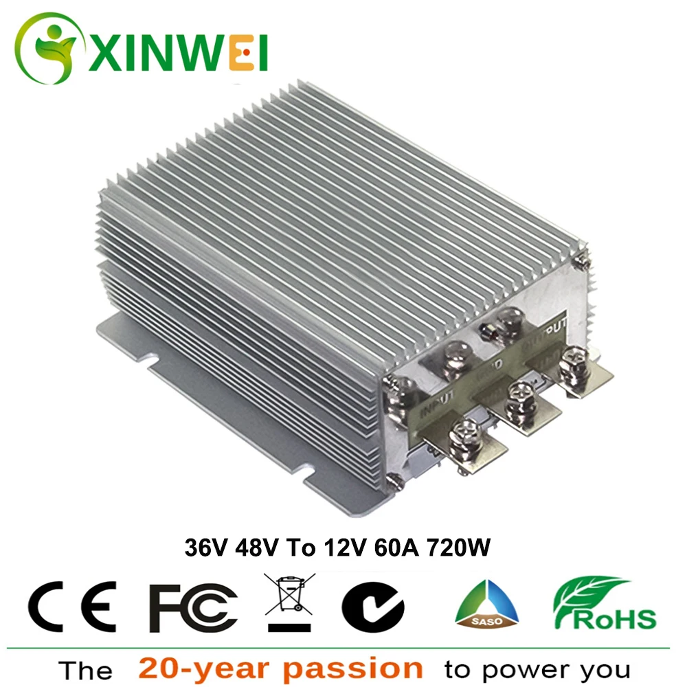 XINWEI DC 36V 48V To 12V 60A/50A 720 W/600 W Конвертер алюминиевые неизолированные Понижающие