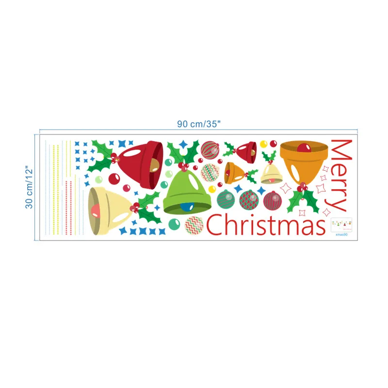 % Рождественские украшения Цветные колокольчики стикер стены гостиной наклейки