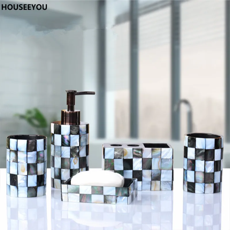 Набор аксессуаров для ванной из смолы черный диспенсер мыла с бабочками