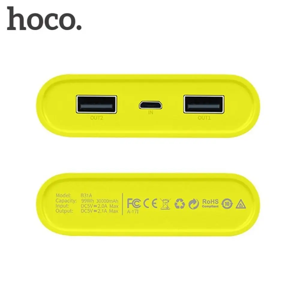 HOCO B31A запасные аккумуляторы для телефонов 30000 мАч Портативный 18650 мощность банк