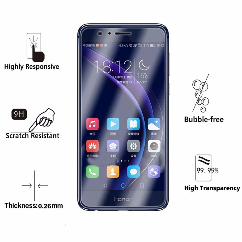 MRGO закаленное стекло для huawei Honor 8 экран 9H Защитная пленка для телефона для huawei Honor 8 Защита из закаленного стекла