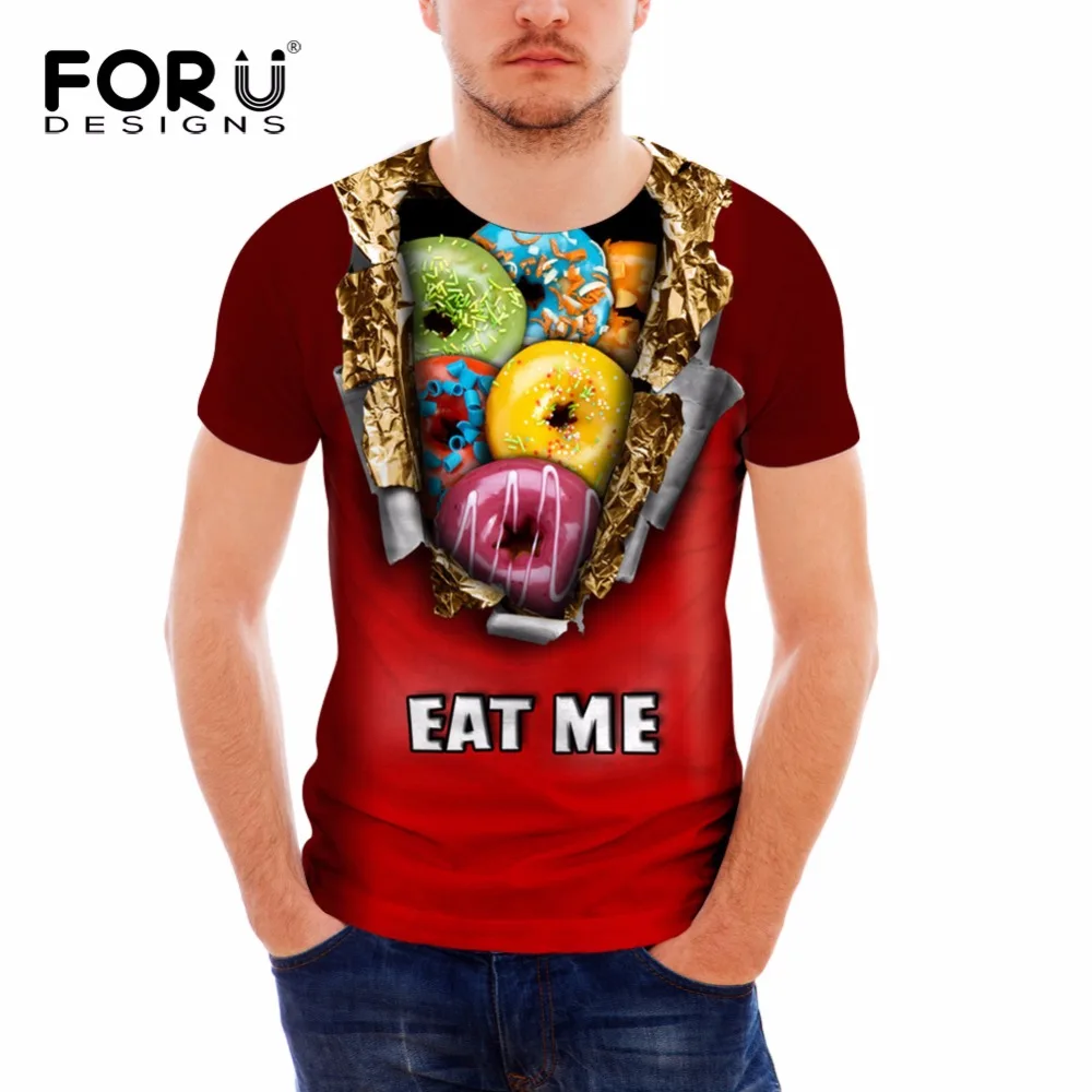 Новинка 2019 летняя Модная брендовая футболка FORUDESIGNS футболки с 3D принтом пончиков