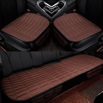 coffee 3pcs Подушка для автомобильного сиденья, четыре сезона, чехол для автомобильного сиденья, шелк льда, лето, переднее, заднее сиденье, коврик, покрытие, нескользящие накладки, подушка для стула - Название цвета: coffee 3pcs