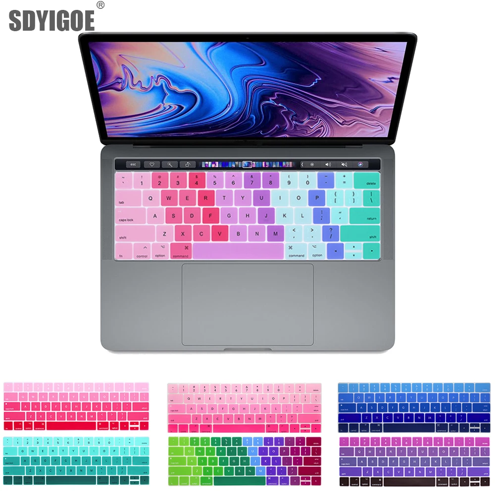Чехол для клавиатуры Mac Book pro13 15 с сенсорной панелью A2159 A1706 A1707 A1989 A90 градиентная