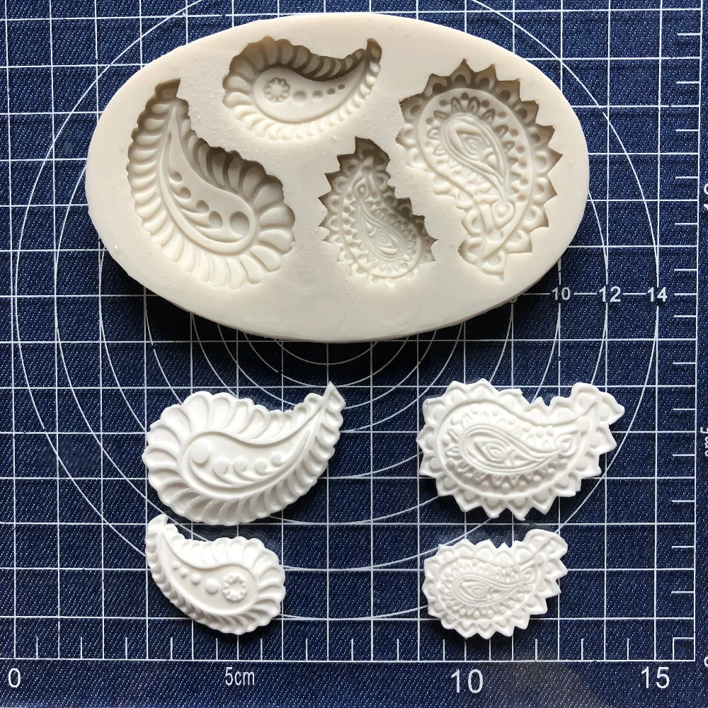 

Инструмент для выпечки торта, 1 шт., искусственная кожа, кружево, Пейсли, силиконовая форма, инструмент для помадки, форма для поделок
