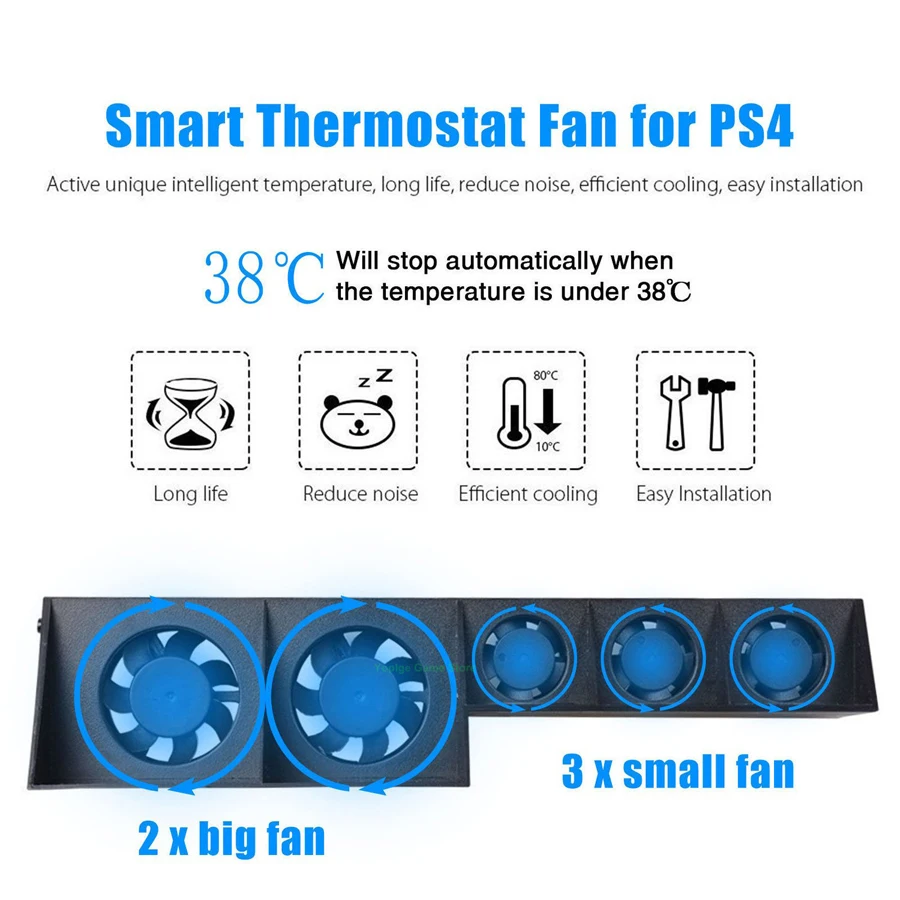 Контроллер температуры PS4 охлаждающий вентилятор с 5 внешними турбонаддувами для