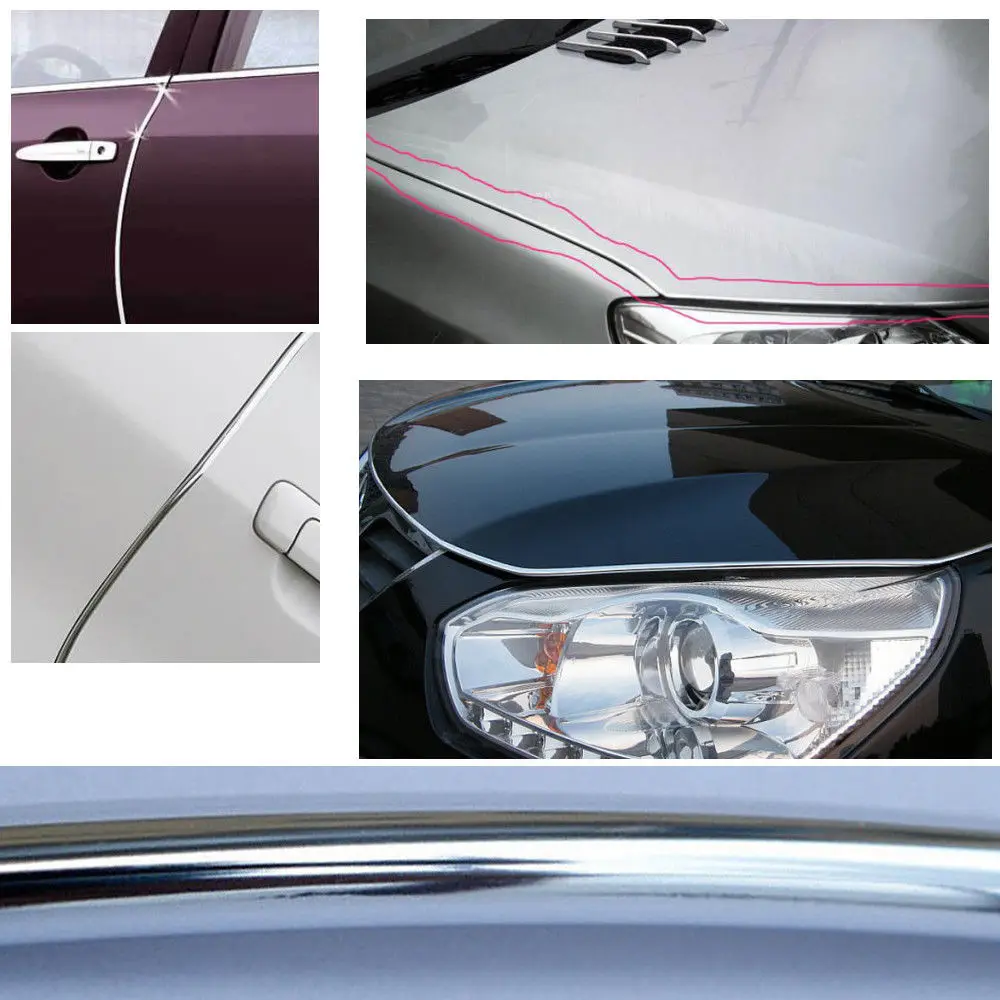 Window Interior Exterior Silver Anti-Collision Car Door Decoration Strip Bumper Trim 13m Universal PVC Practical | Автомобили и