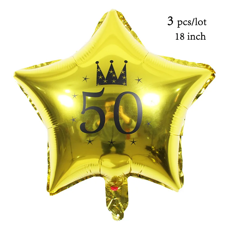 3 pcs 50th 3 шт./лот 30th на день рождения воздушные шары, 16, 18, 20, 21 30 40 50 60 70 80th День Рождения украшения черного и золотого цвета серебряный годовщина воздушные шары - Цвет: 3 pcs 50th