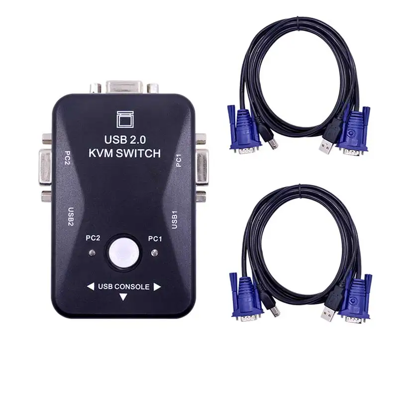 KVM-Switch Ingelon usb-хаб 2 порта USB 2,0 KVM VGA переключатель коробка и кабели для 2 настольный компьютер, принтер мышь клавиатура Монитор дропшиппинг USB адаптер - Цвет: KVM-Switch