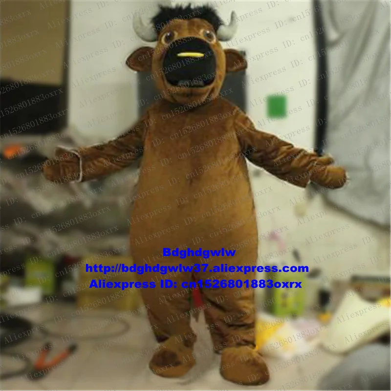 Brown Kerbau Buffalo Bison Ox Bull Cow Cattle Calf Mascot Costume Cartoon Character Soliciting Business High Quality zx2203 |