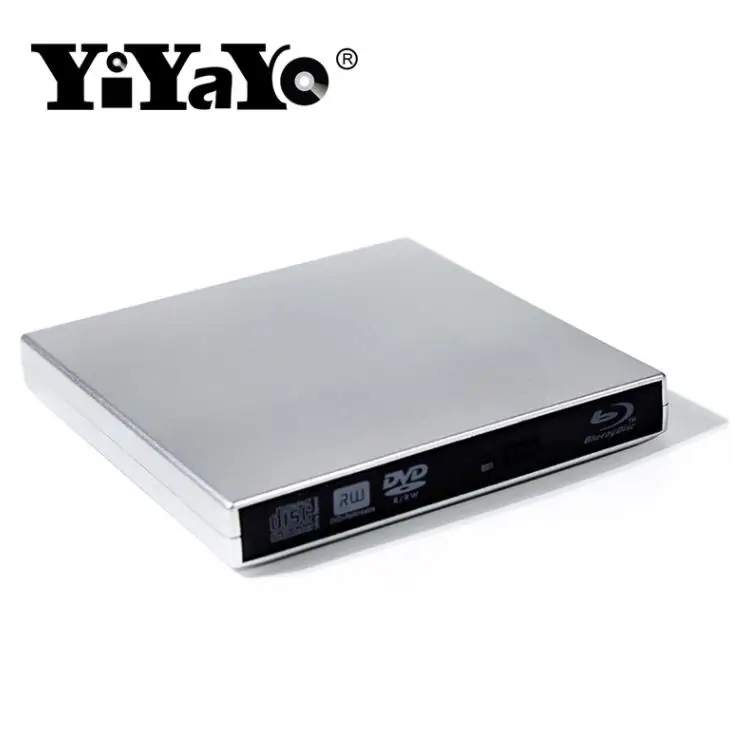 Серебристый YiYaYo Привод Blu-Ray USB 2,0 DVD RW горелка Писатель BD rom привод Blu Ray CD rom плеер для ноутбука Настольный компьютер окно 10 iMAC - Цвет: Серебристый