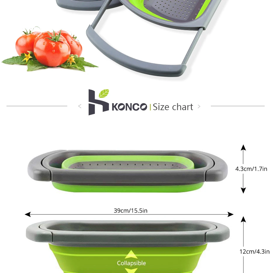 KONCO складной кухонный дуршлаг для фруктов и овощей слив стиральная корзина пластиковая сливная корзина для овощей