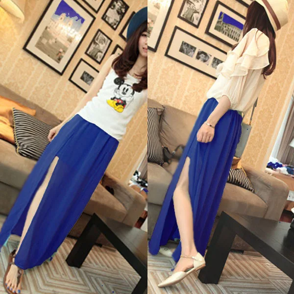 Женская Прозрачная Юбка-макси из шифона черная плиссированная длинная Юбка с