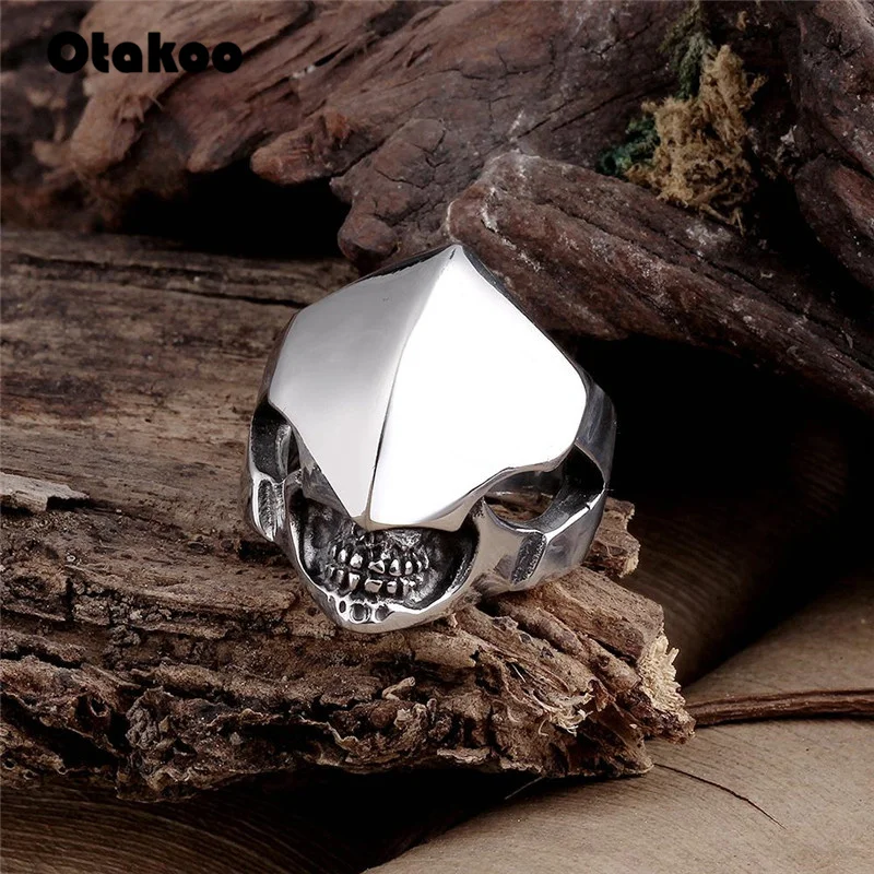 Otakoo 316L кольца из нержавеющей стали с инопланетянином черепом для мужчин