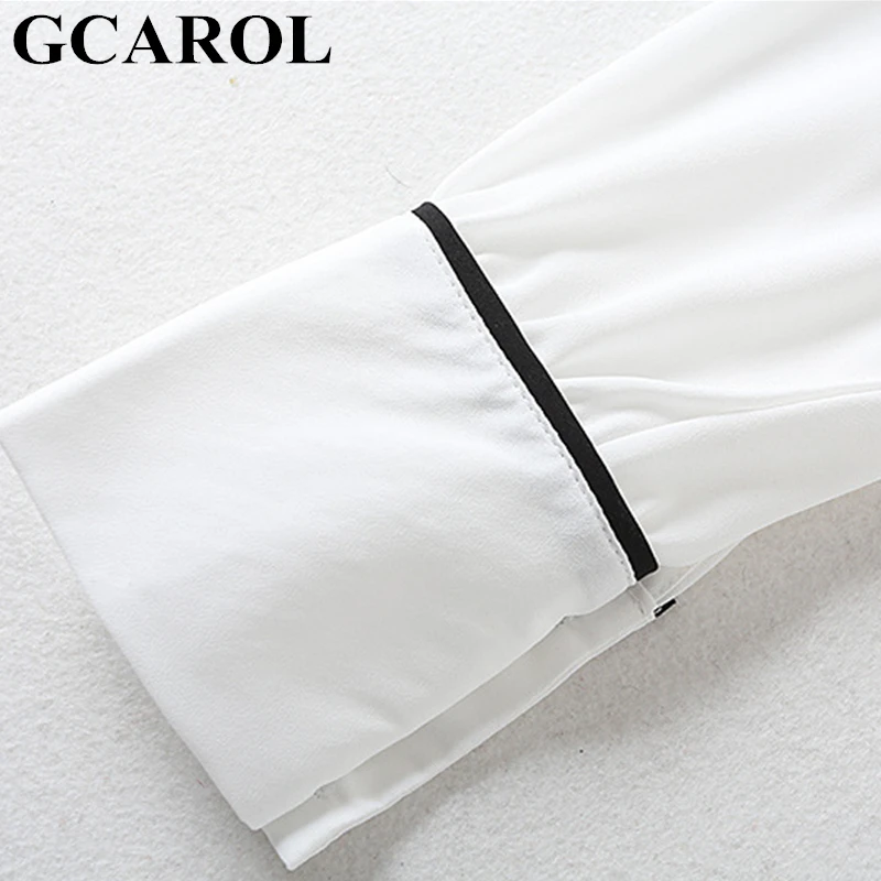 GCAROL, коллекция ранней весны, женская шифоновая блузка с отложным воротником, элегантная офисная рубашка, аккуратные классические Базовые Женские топы