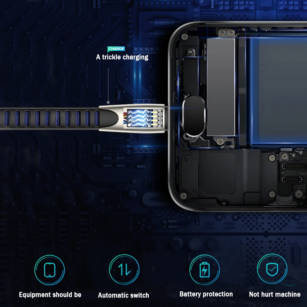 Быстрая зарядка USB кабель для мобильного телефона Micro Type C зарядный iPhone XS 8 6s Samsung 6