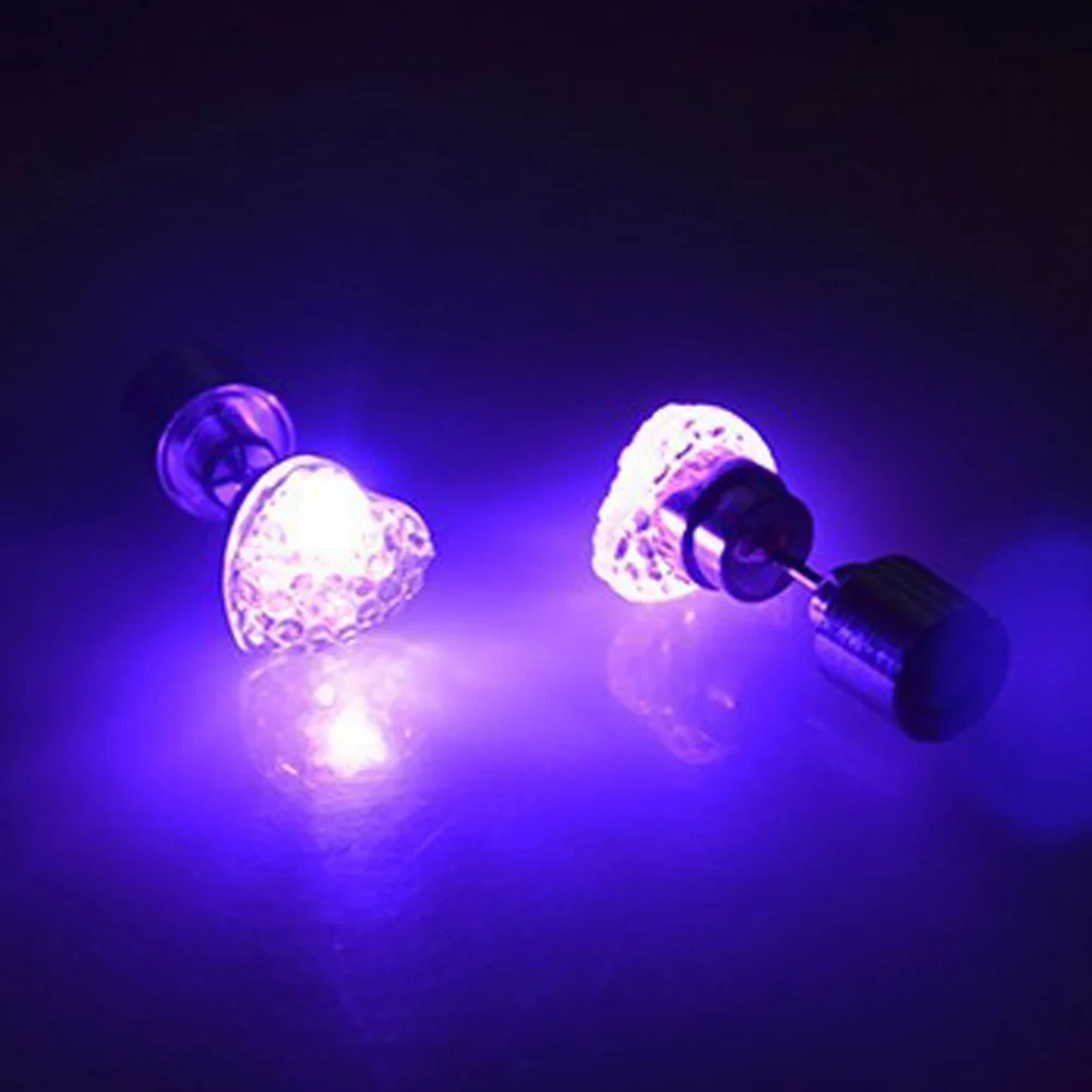 1 Pair Charm LED Earring Light Up Crown Glowing Crystal Rhinestones Stainless Eardrop Ear Stud Earring Jewelry Party Gift