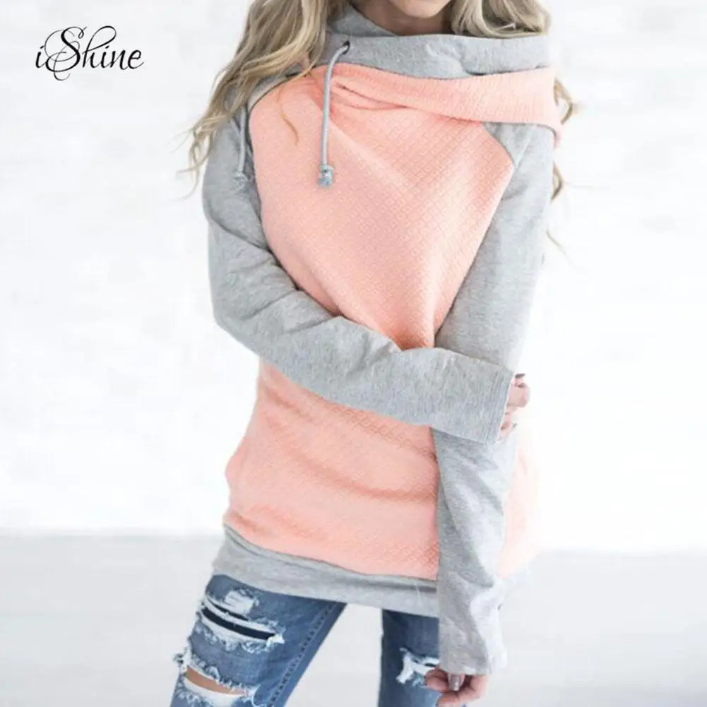 Толстовки оверсайз свитшоты Женский пуловер худи женский лоскутный двойной