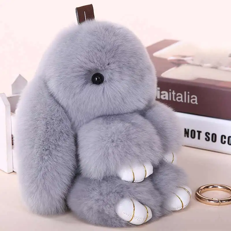 Хит продаж милый мини брелок для ключей из натурального кроличьего меха Женская