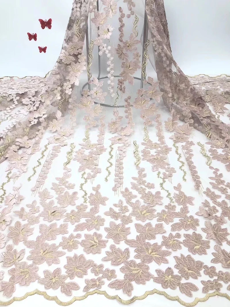 (5 ярдов/шт) Высококачественная африканская французская кружевная ткань модная