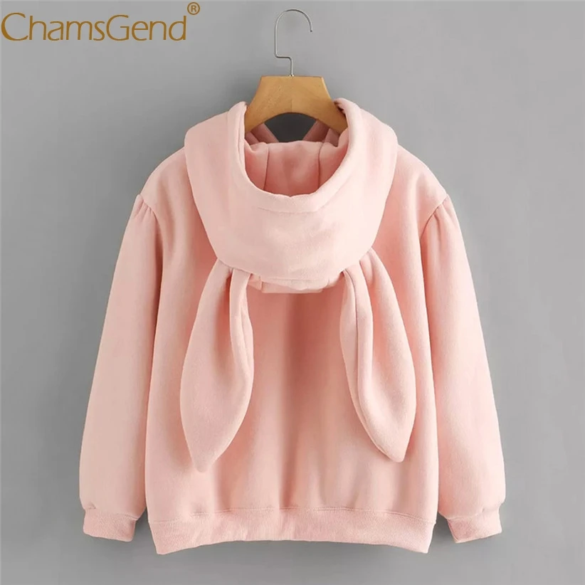 Толстовки с заячьими ушками sudadera kawaii толстовка женская зимняя теплая розовая толстовка с карманом спереди 80816