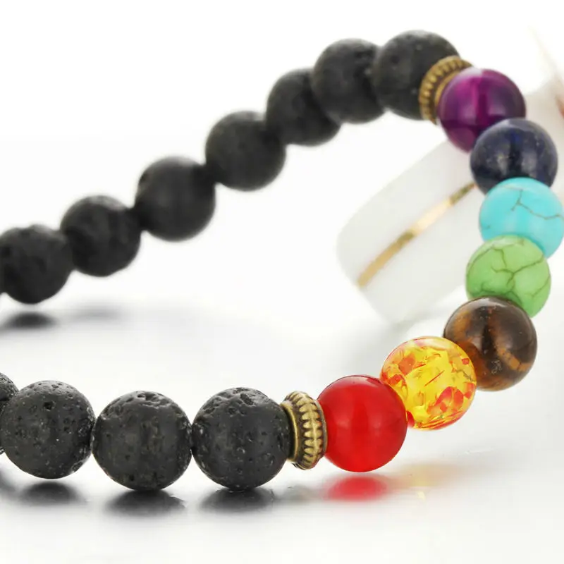 Браслет с бусинами из натурального лавового камня для мужчин и женщин ювелирное