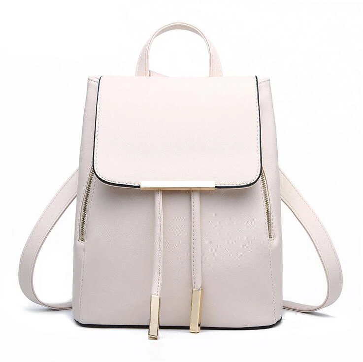 Модные женские рюкзаки высокого качества из искусственной кожи Mochila Escolar школьные сумки для подростков девочек с ручкой сверху рюкзаки дорожные сумки - Цвет: beige