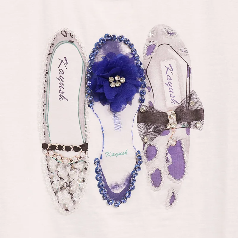 Футболка с принтом и бисером бриллиантами джинсовые штаны эластичной резинкой