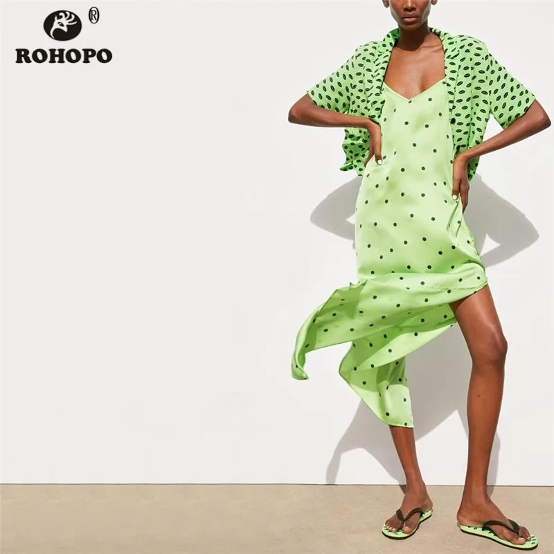 Женское прямое платье в горошек ROHOPO облегающее средней длины винтажное