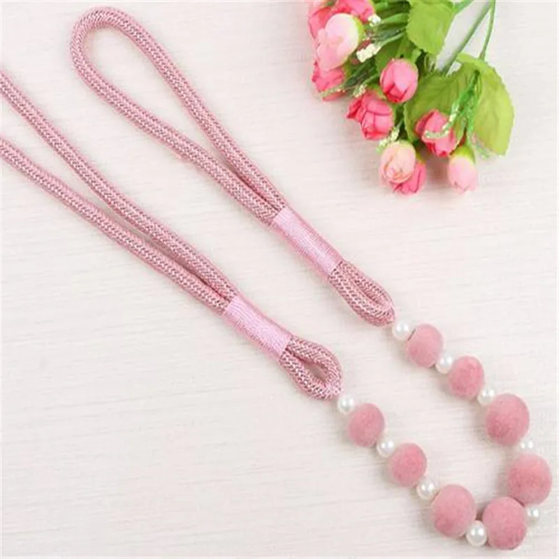 Pink 2 шт. крючки для штор стяжка для штор спинки кисточки держатель Флокированный жемчуг бусины Пряжка галстук назад ремни аксессуары - Цвет: Pink