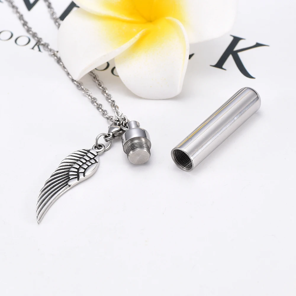 Stainless Steel Charm Cremation Urn Necklace Memorial Keepsake Ash Holder Cylinder Jewelry Funeral Pendant Bar | Украшения и