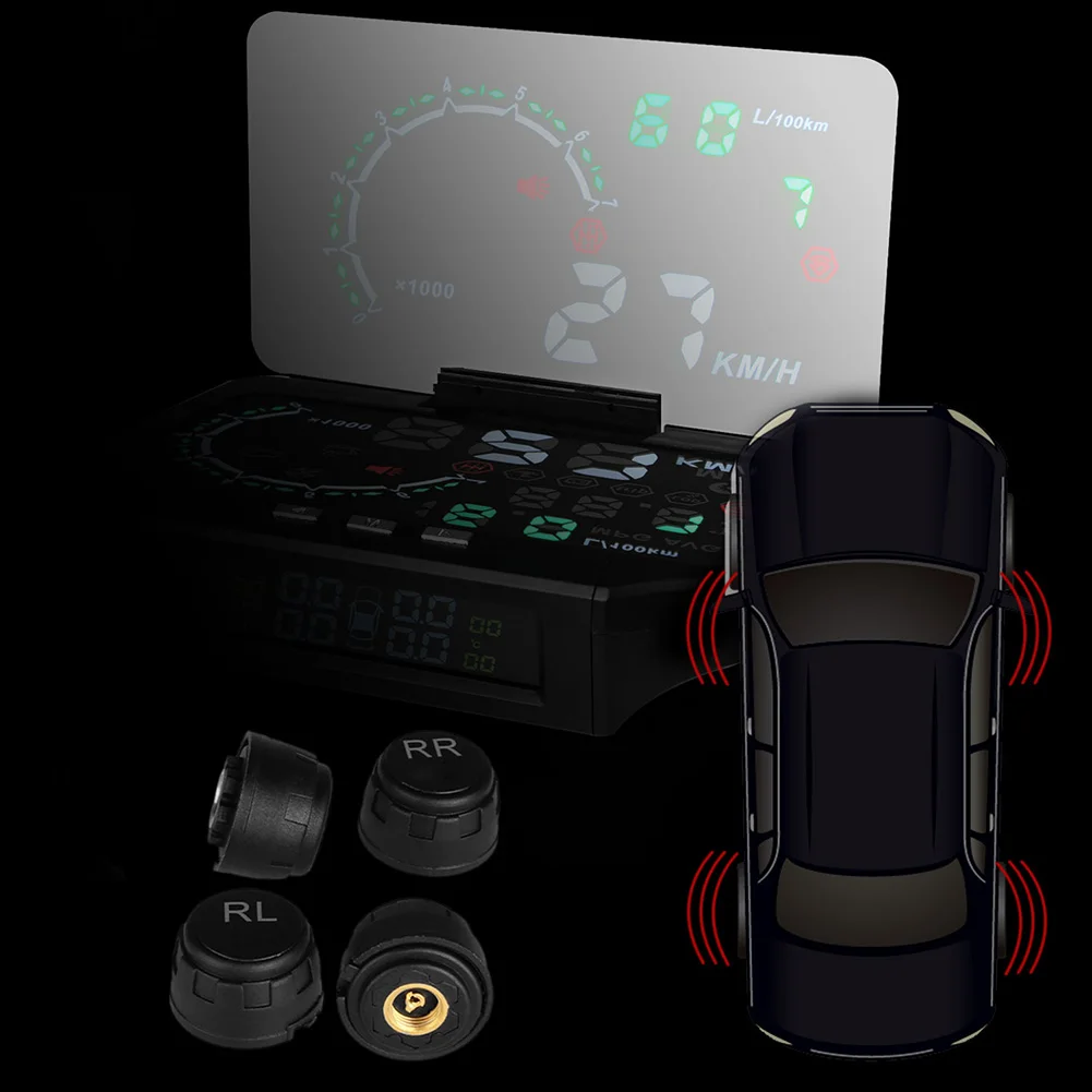 2 в 1 Автомобиль HUD& шин Давление мониторинг головы до Дисплей Скорость Предупреждение gps проектор инструмент NR