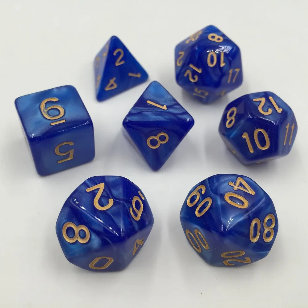 Rollooo кости жемчуг зеленый с золотыми цифрами RPG 7 штук D4 D6 D8 D10 D % D12 D20 | Спорт и