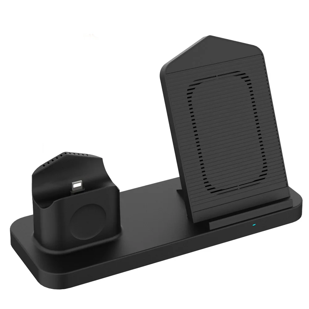 Black FDGAO 3 в 1 Qi Беспроводное зарядное устройство для iPhone XS Max XR XS X 8 10 Вт Быстрая Зарядка Док-станция для Apple Watch 2 3 4 samsung S10 S9 S8 - Тип штекера: Black