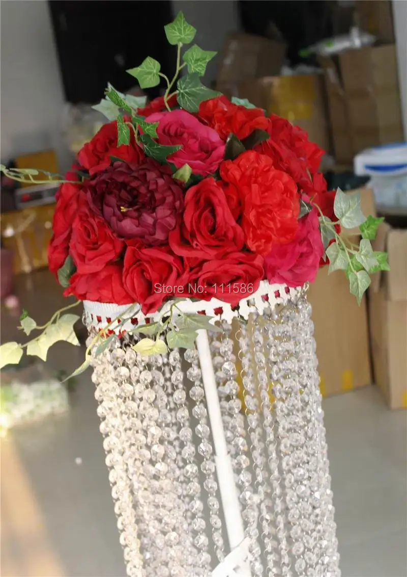 SPR красный с зеленым столом центральный цветок шар искусственная Роза Свадьба